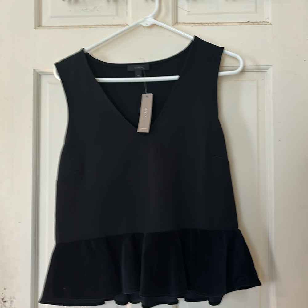 J Crew NWT black peplum top size M